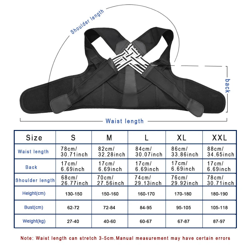 Back Brace Posture Corrector for Women and men -  Shoulder Straightener Adjustable Full Back Support Upper and Lower